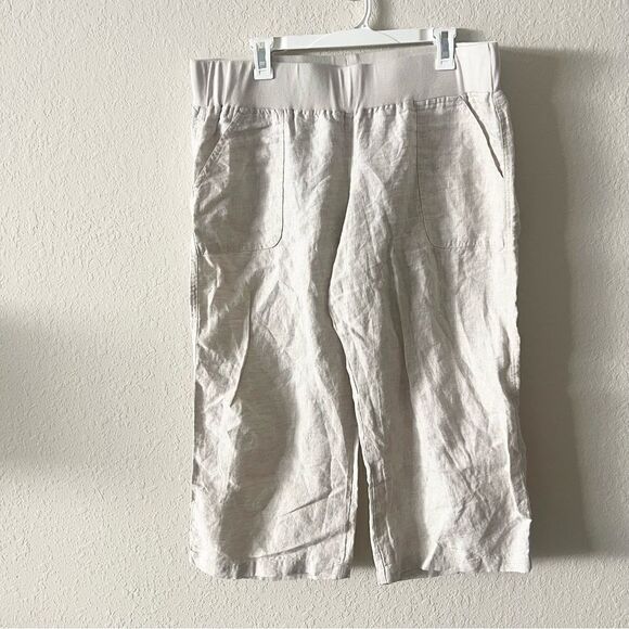 Allen Allen 100% Linen Wide Leg Cropped Pants Womens Size XL Pockets - Picture 1 of 6